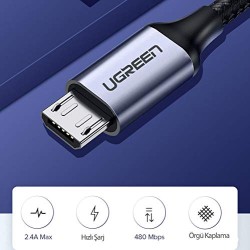 Micro USB Cable UGREEN QC 3.0 2.4A 1m White