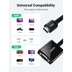 UGREEN MM103 adapter HDMI to VGA 25cm (black)