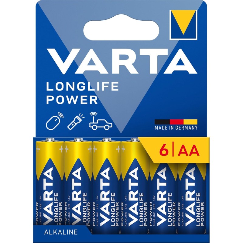 VARTA Pack 6 Piles Alcalines AA Longlife Power