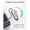 Adaptateur UGREEN CM498 USB-C / 3xUSB-A 3.0, USB-C PD 100W, HDMI 4K30Hz, VGA, RJ