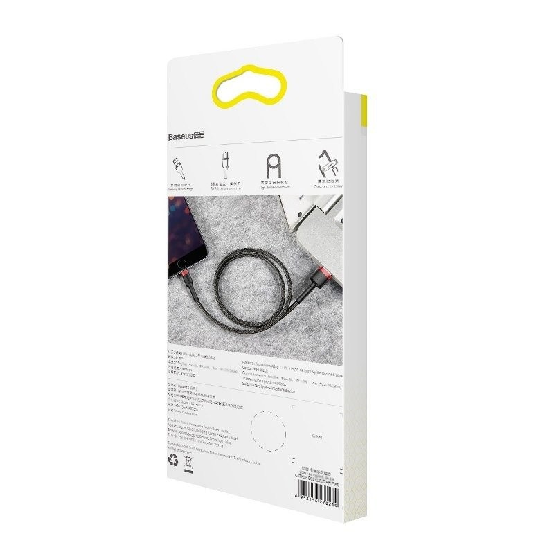 Câble USB-Lightning cafule 2,4 A 1 m rouge + noir