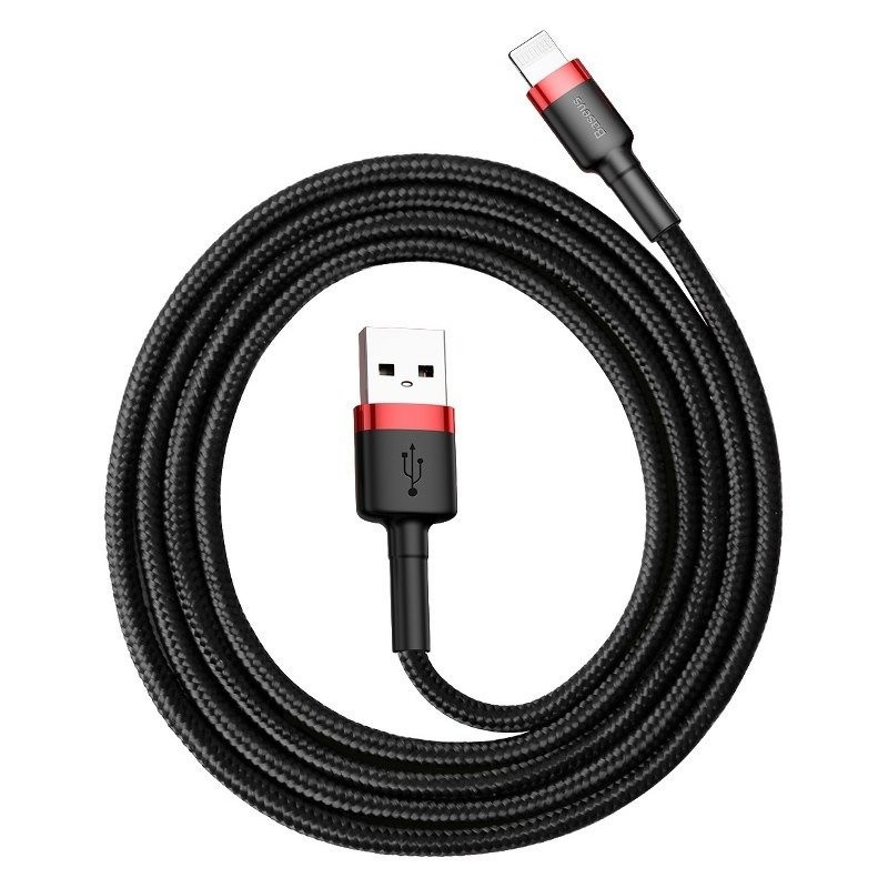 Câble USB-Lightning cafule 2,4 A 1 m rouge + noir