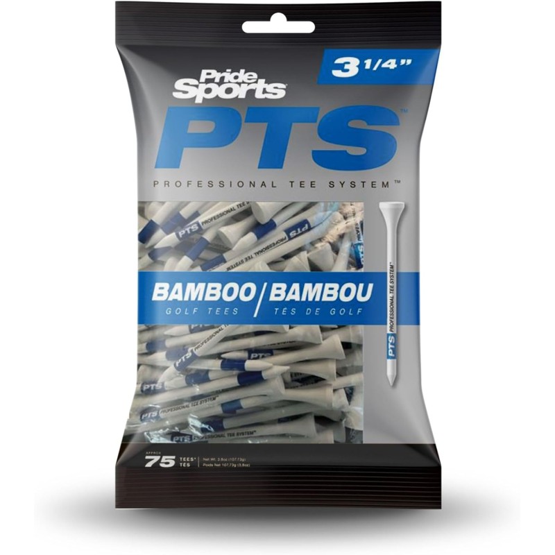 SACHET DE 75 TEES PRIDE GOLF BAMBOO 80MM 3-1/4&quot; BLEU