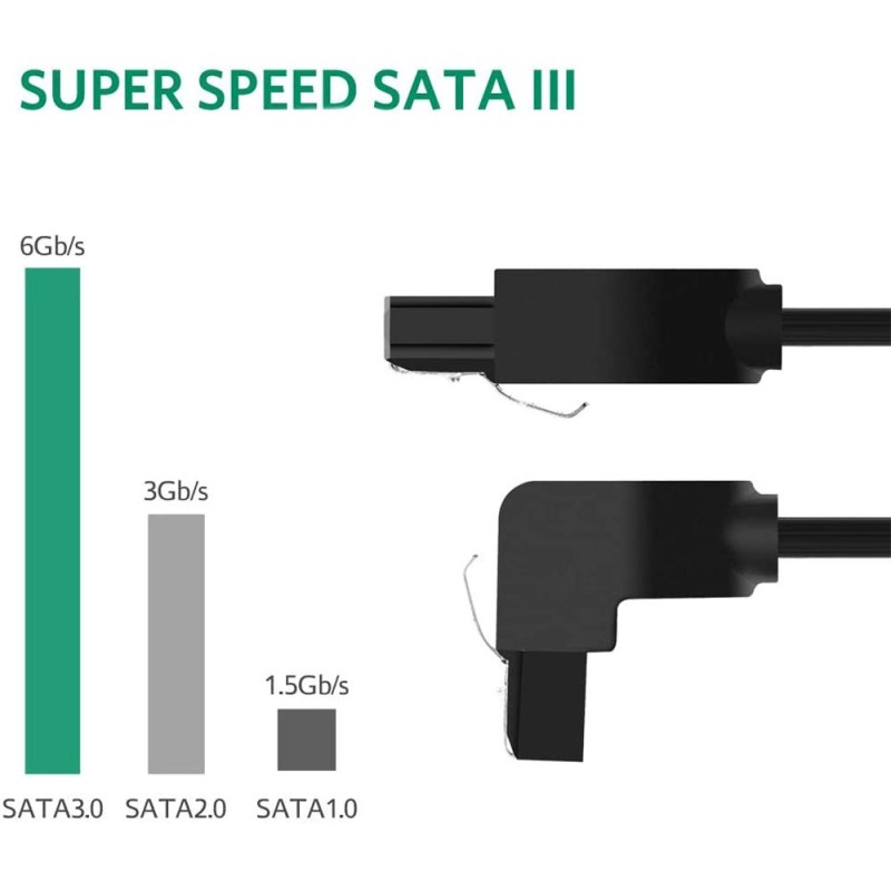 UGREEN US217 SATA Angle Data Cable 0.5m (Black)