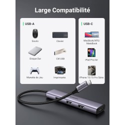 UGREEN Hub USB C à 4 Data Ports Type A 5Gbps Adaptateur Multiport OTG