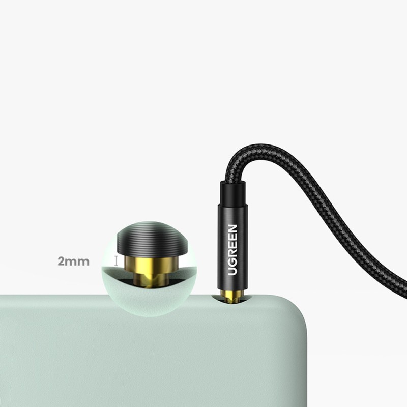 Câble AUX UGREEN AV112 : 2 mini-jacks 3,5 mm coudé, 1,5 m (bleu)
