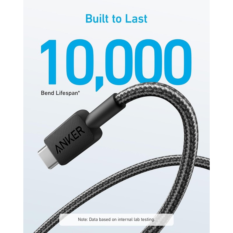 Câble USB-A vers USB-C Anker 322, 18 W, 2 A, 1,8 m, Noir A81H6G11