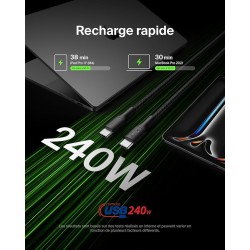 BELKIN Câble Tressé PCR USB-C vers USB-C 240W 2.0 1m (Noir)