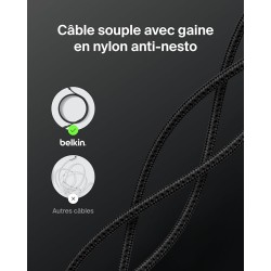 BELKIN Câble Tressé PCR USB-C vers USB-C 240W 2.0 1m (Noir)