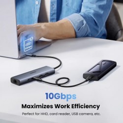 Hub USB-C UGREEN CM512, 1 port USB-A 3.2, 1 port USB-A, 3 ports USB-C, 1 port RC