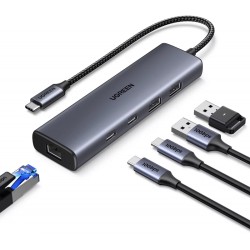 Hub USB-C UGREEN CM512, 1 port USB-A 3.2, 1 port USB-A, 3 ports USB-C, 1 port RC