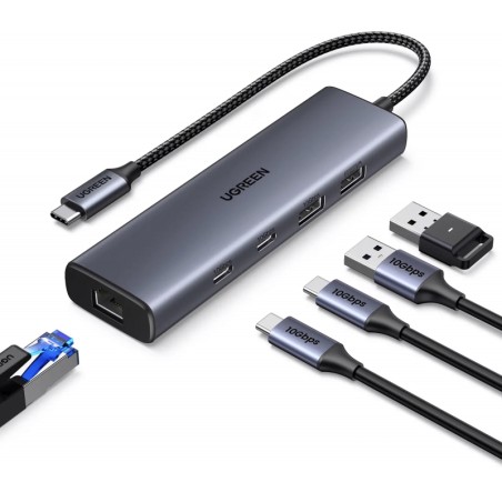 Hub USB-C UGREEN CM512, 1 port USB-A 3.2, 1 port USB-A, 3 ports USB-C, 1 port RC