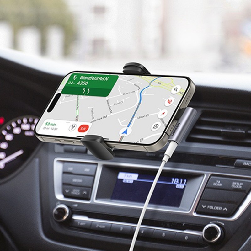 USB-C to 3.5mm Audio Adapter UGREEN CM460 (20194) Angled, Grey