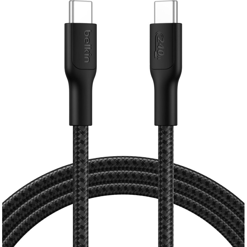 BELKIN Cable Tressè PCR USB-C vers USB-C 240W 2.0 2m (Noir)