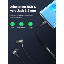 USB-C to 3.5mm Audio Adapter UGREEN AV142, Black