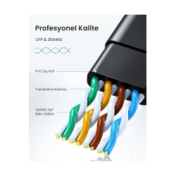 Network Cable UGREEN NW102 Flat, UTP, Cat6, 1m, Black