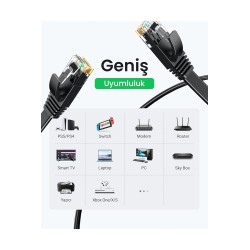Network Cable UGREEN NW102 Flat, UTP, Cat6, 1m, Black