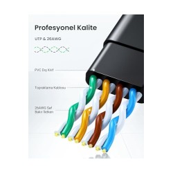Network Cable UGREEN NW102 Flat, UTP, Cat6, 1m, Black