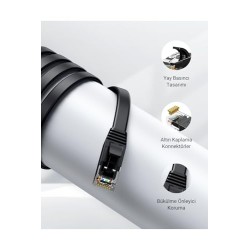 Network Cable UGREEN NW102 Flat, UTP, Cat6, 1m, Black