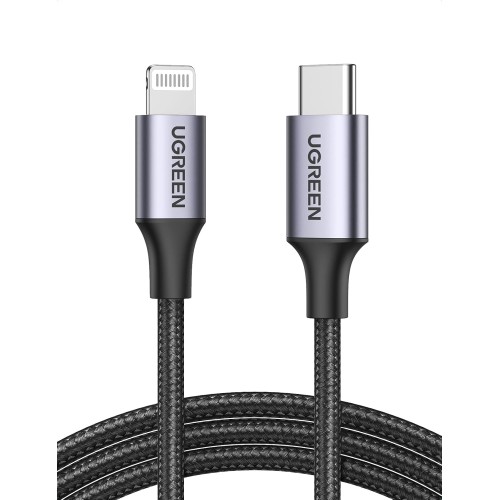 Câble USB-C vers Lightning UGREEN US304, certifié MFi, 20 W, 3 A, 1 m, noir