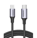 Câble USB-C vers Lightning UGREEN US304, certifié MFi, 20 W, 3 A, 1 m, noir