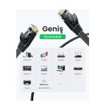 Network Cable UGREEN NW102 Flat, UTP, Cat6, 1m, Black