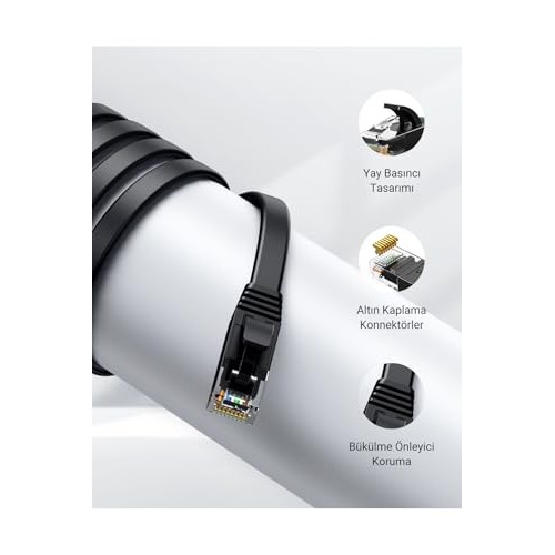 Network Cable UGREEN NW102 Flat, UTP, Cat6, 1m, Black