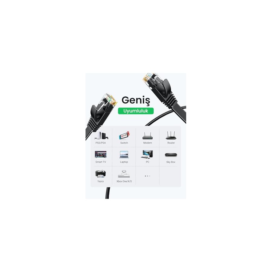 Network Cable UGREEN NW102 Flat, UTP, Cat6, 1m, Black
