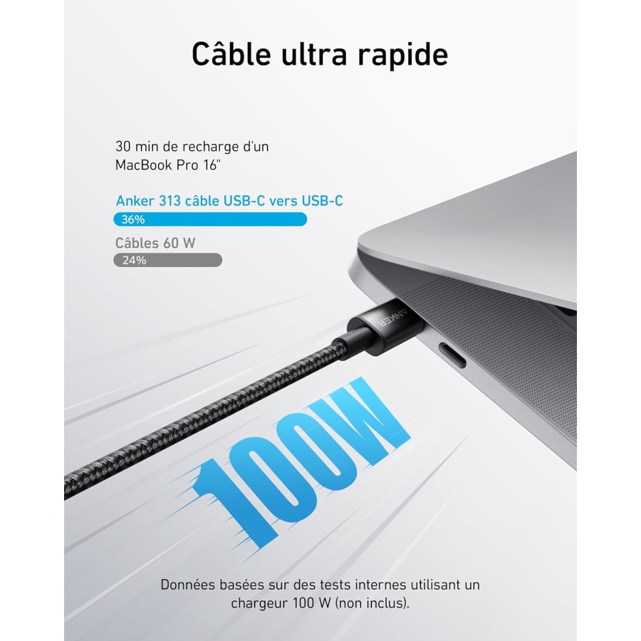 Anker Câble USB C vers USB C, 100W 333 Câble usb c Charge Rapide