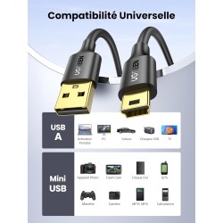 UGREEN Câble Mini USB 2.0 Cable Type A 1 Metre
