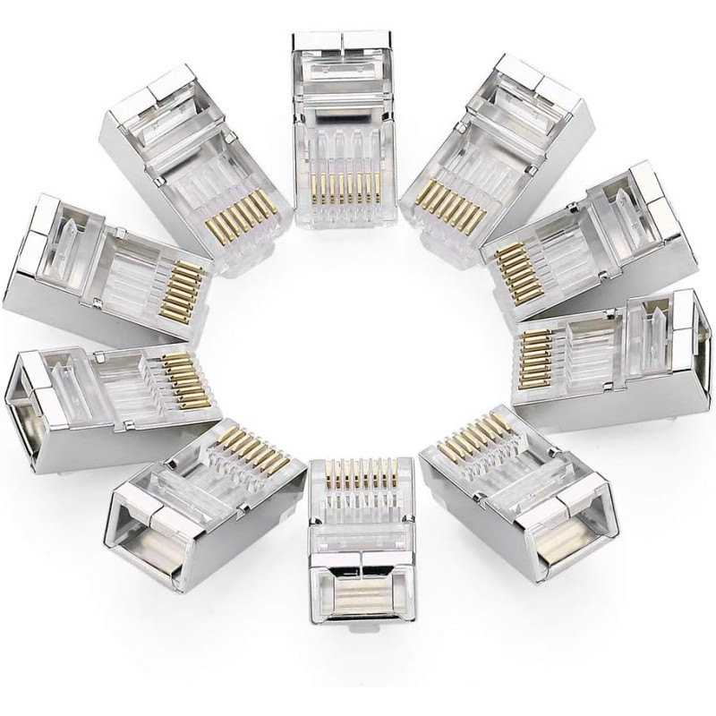 UGREEN Lot de 10 Cat 6 Connecteur RJ45 Ethernet Réseau Embout Fiche Blindé STP 8