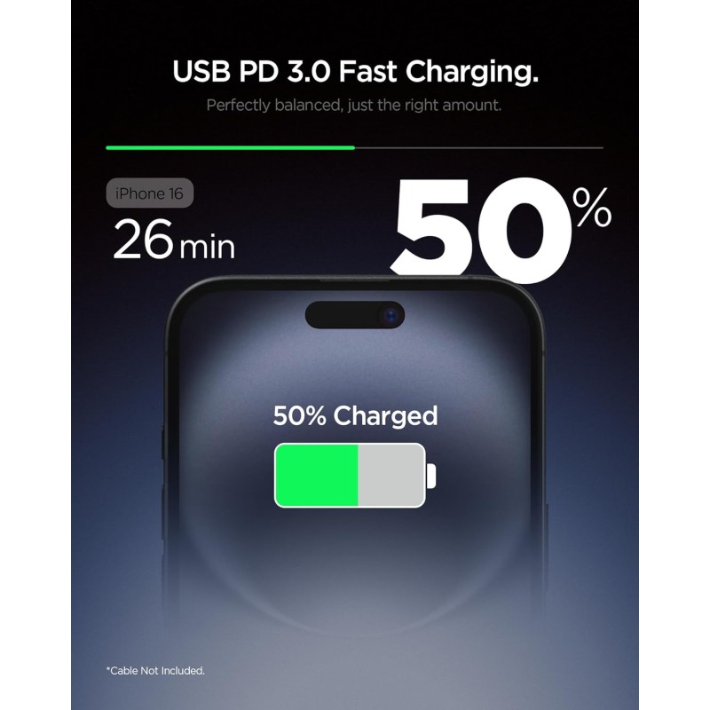 Wall Charger Spigen Essential, 20W, 3A, 1 x USB-C, White ACH08701