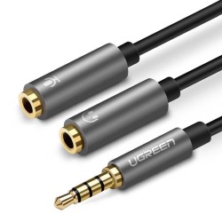 Adaptateur audio jack 3,5 mm vers 2 x jack 3,5 mm UGREEN AV141, 0,2 m, Gris