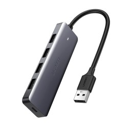 Hub USB UGREEN CM219, 4 x USB-A 3.0 - 1 x USB-C, Gris