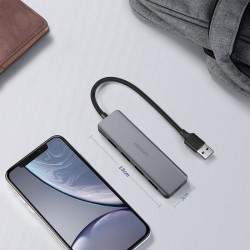 Hub USB UGREEN CM219, 4 x USB-A 3.0 - 1 x USB-C, Gris