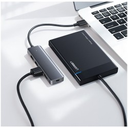 Hub USB UGREEN CM219, 4 x USB-A 3.0 - 1 x USB-C, Gris