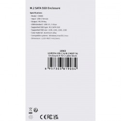 Ugreen - Boîtier de disque dur  CM400 M.2 B-Key. NGFF. SATA (gris)