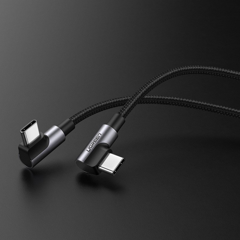 USB-C to USB-C Cable Ugreen US323 Angled, 60W, 3A, 1m, Black