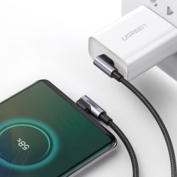 USB-C to USB-C Cable Ugreen US323 Angled, 60W, 3A, 1m, Black
