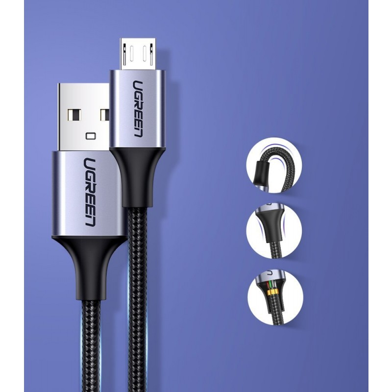 USB-A to microUSB Cable UGREEN US290, 18W, 2.4A, 1m, Black