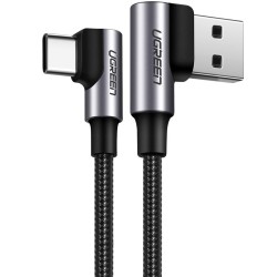 USB-A to USB-C Cable Ugreen US255 Angled, 60W, 3A, 1m, Grey