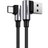 USB-A to USB-C Cable Ugreen US255 Angled, 60W, 3A, 1m, Grey