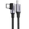 USB-C to USB-C Cable Ugreen US255 Angled, 60W, 3A, 1m, Grey