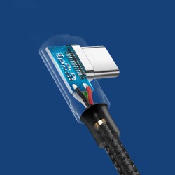 USB-A to USB-C Cable Ugreen US255 Angled, 60W, 3A, 1m, Grey