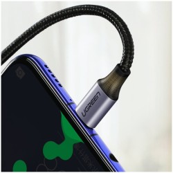 USB-C to USB-C Cable Ugreen US255 Angled, 60W, 3A, 1m, Grey