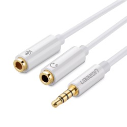 3.5mm to 2 x 3.5mm Audio Cable UGREEN AV141, 0.2m, White