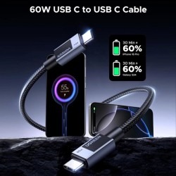 USB-C to USB-C Cable UGREEN L524, 60W, 3A, 1m, Grey