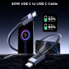 USB-C to USB-C Cable UGREEN L524, 60W, 3A, 1m, Grey