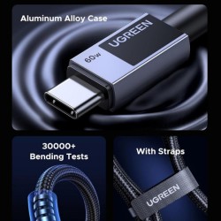 USB-C to USB-C Cable UGREEN L524, 60W, 3A, 1m, Grey