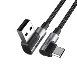 USB-A to USB-C Cable UGREEN US176 Angled, 18W, 3A, 0.5m, Black
